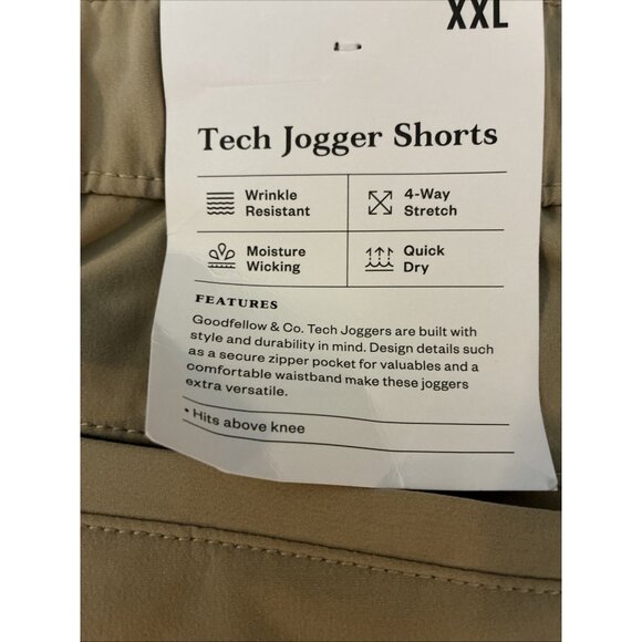 Goodfellow Co Mens 2XL Tech Jogger Shorts Beige Stretch Drawstring Casual - Picture 5 of 7